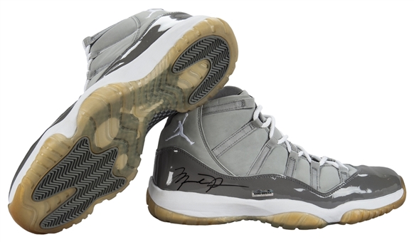 2002-2003 Michael Jordan Game Used and Signed Grey Jordan Sneakers (UDA)